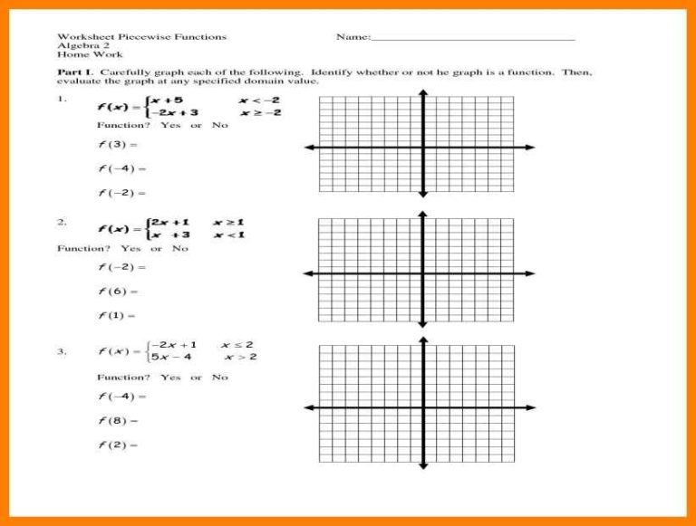 Algebra 1 Piecewise Functions Worksheet With Answers