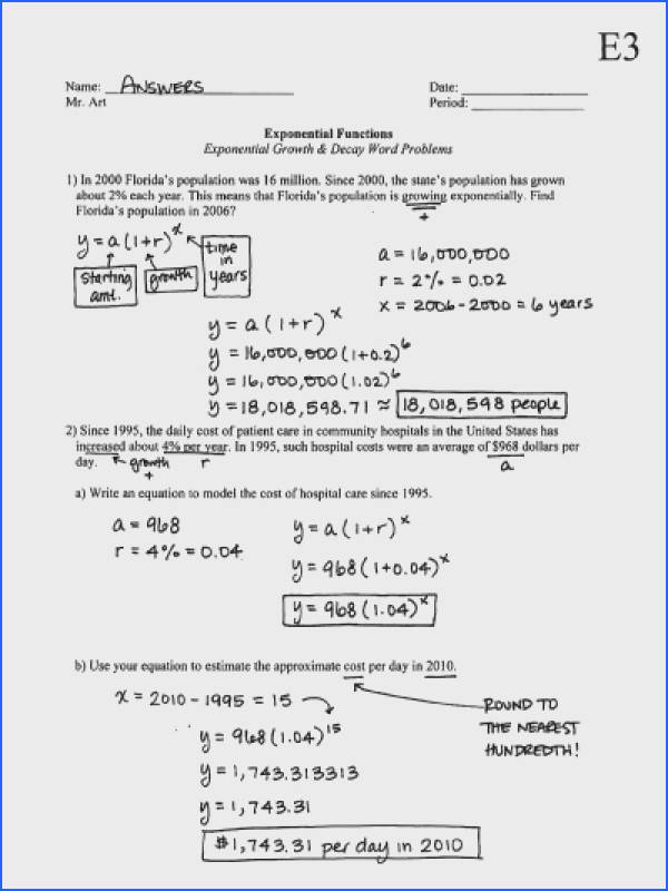 Exponential Growth And Decay Problems Answer Key