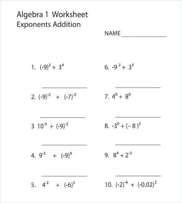Exponents Worksheets Grade 8 Pdf