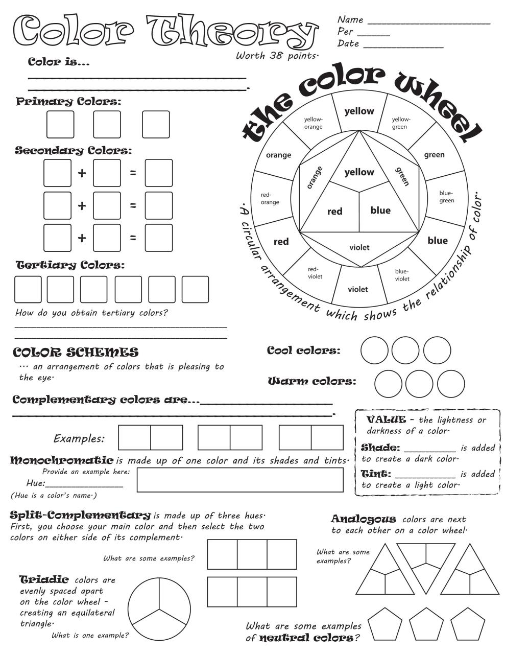 Color Wheel Worksheet For Grade 1