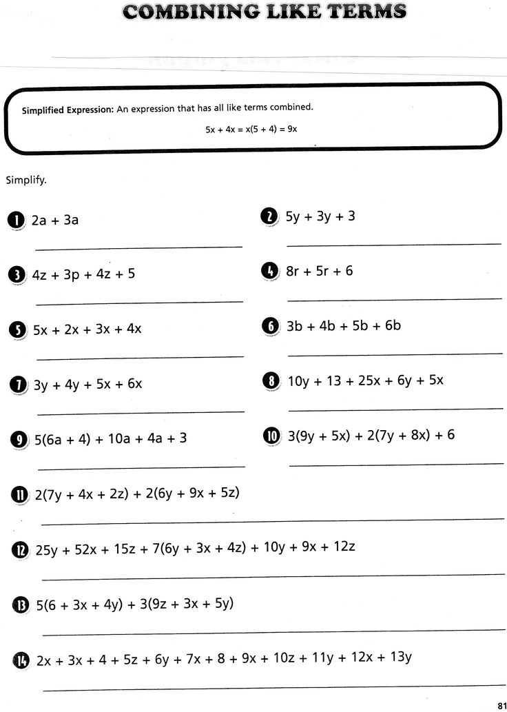 Algebra 6Th Grade Worksheets Pdf