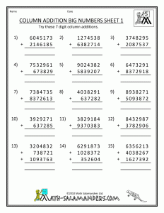 Printable Addition Worksheets 5th Grade Addition worksheets, Math