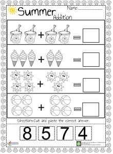 Summer Addition Worksheet Math addition worksheets, Kindergarten math