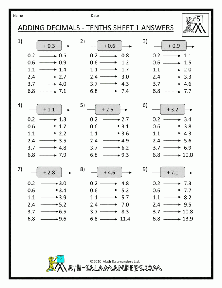 Fun Addition Worksheets For 5Th Grade