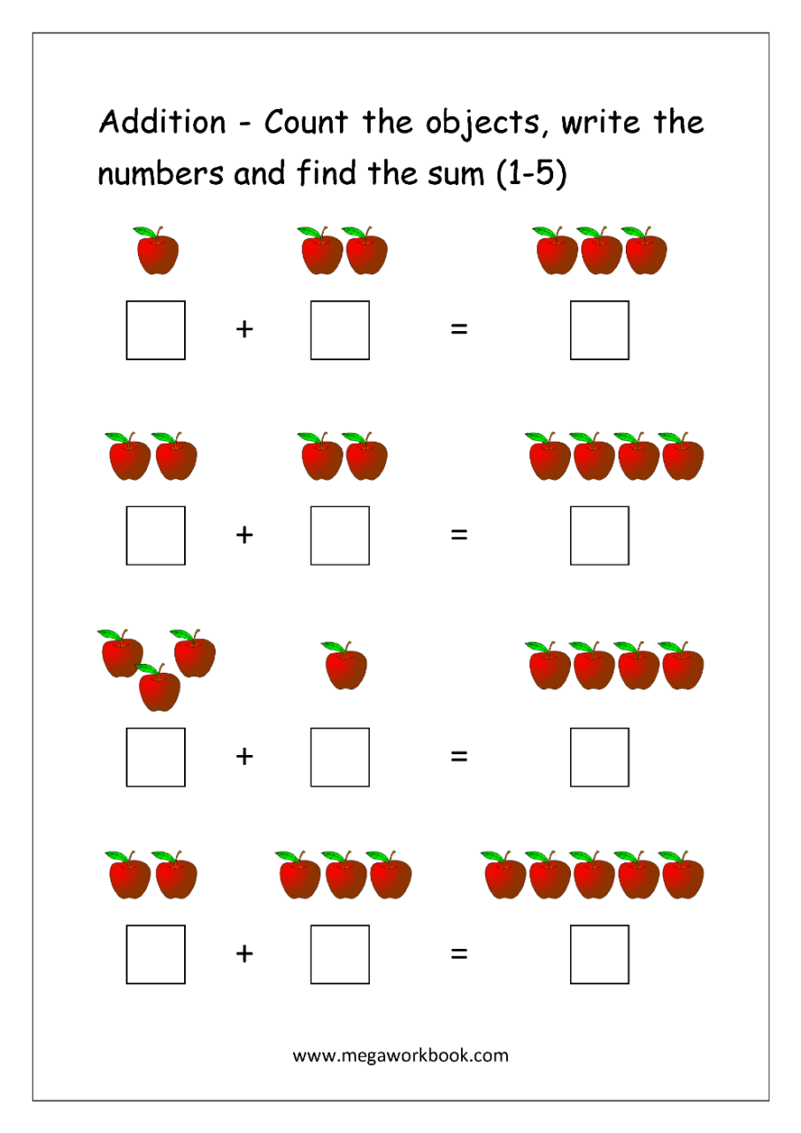 Free Printable Math Addition Worksheets For Kindergarten With Pictures