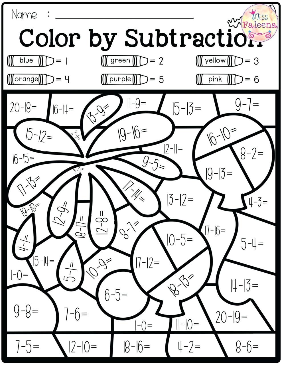 Color By Number Math Worksheets