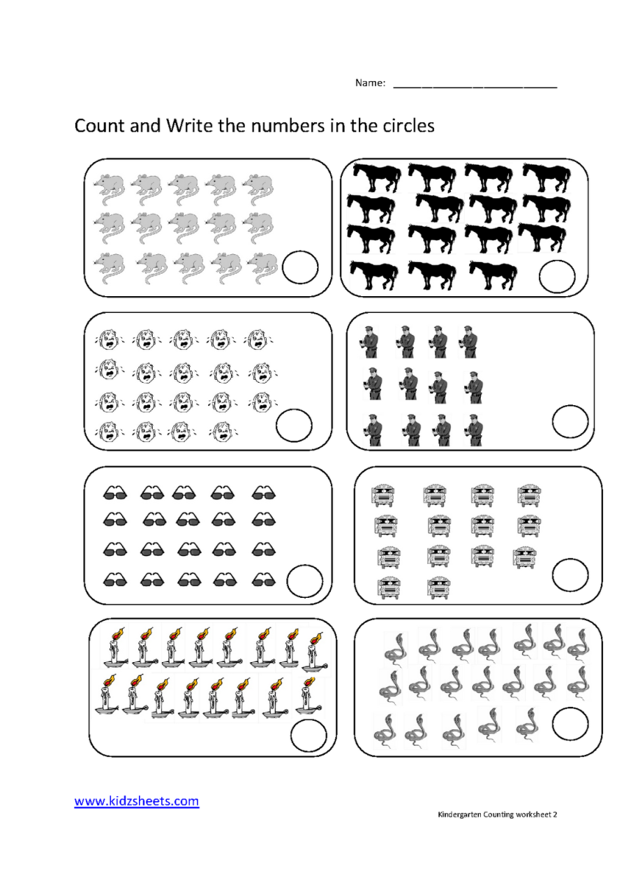 Free Kindergarten Math Worksheets Counting To 20
