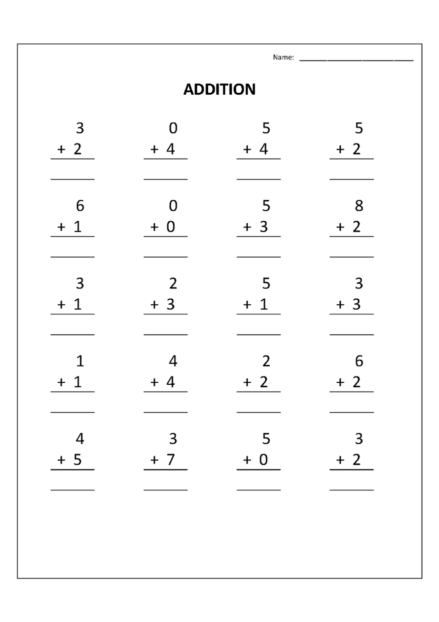 Easy Worksheets Addition Printable K5 Worksheets Kindergarten math