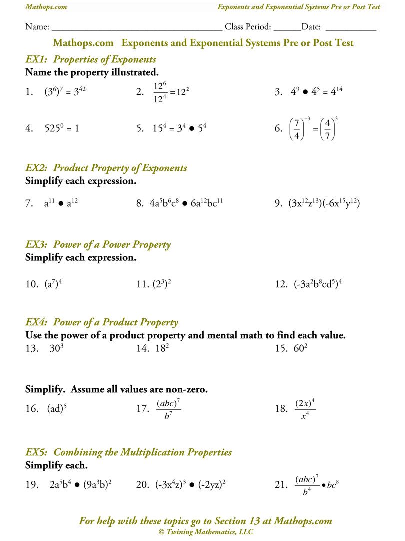 8 Grade Algebra Worksheets