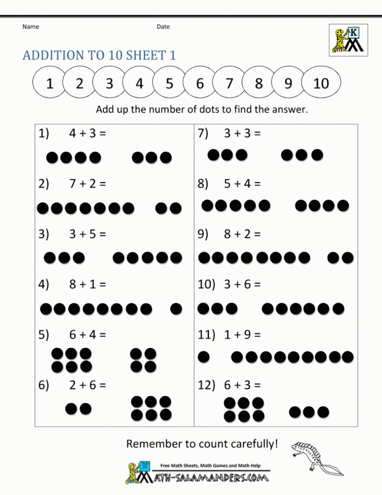 Domino Addition Sheet 3