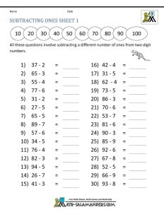 Free Printable Math Worksheets For 3rd Grade Subtraction Letter