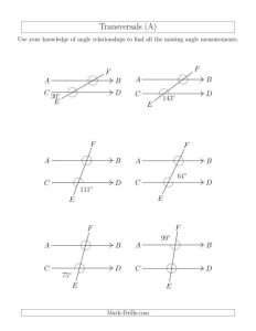 Angle Relationships in Transversals (All)