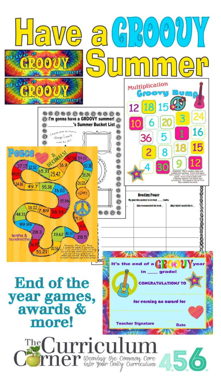 Have a Groovy Summer (End of Year Activities) The Curriculum Corner 456