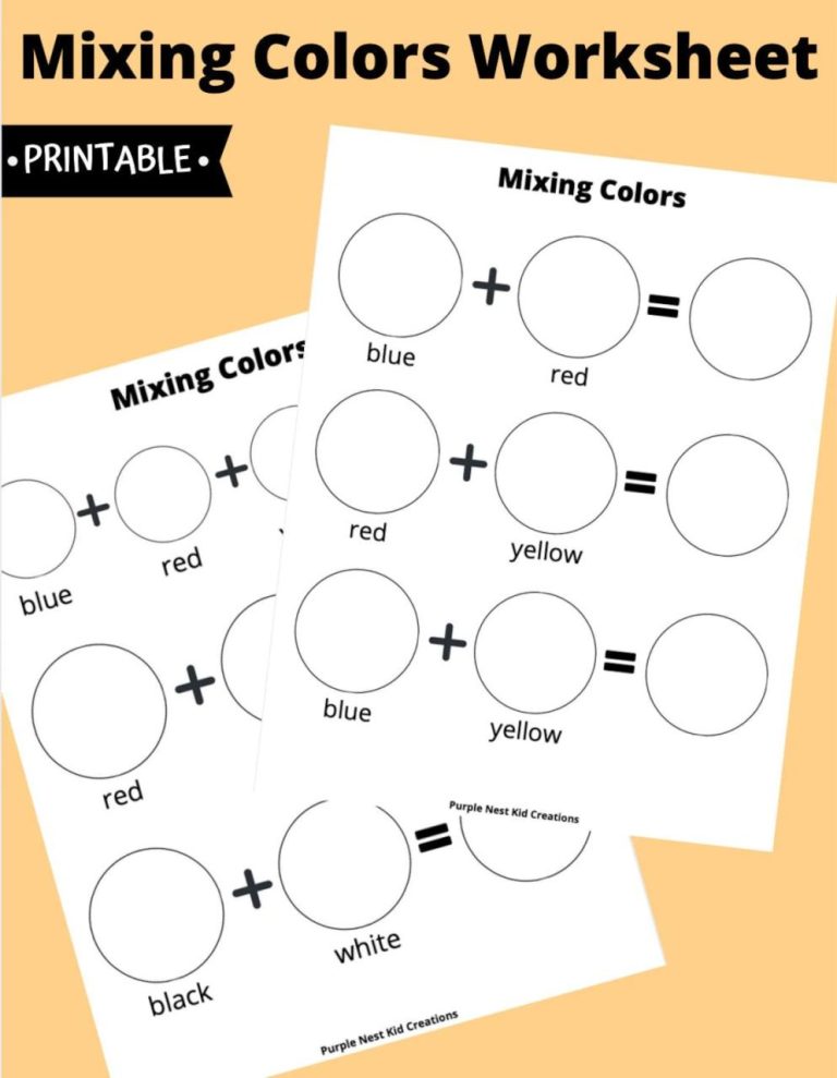 Color Mixing Worksheet Free