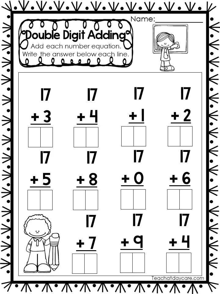 15 Printable Double Digit Addition Worksheets. Numbers 1120. Etsy