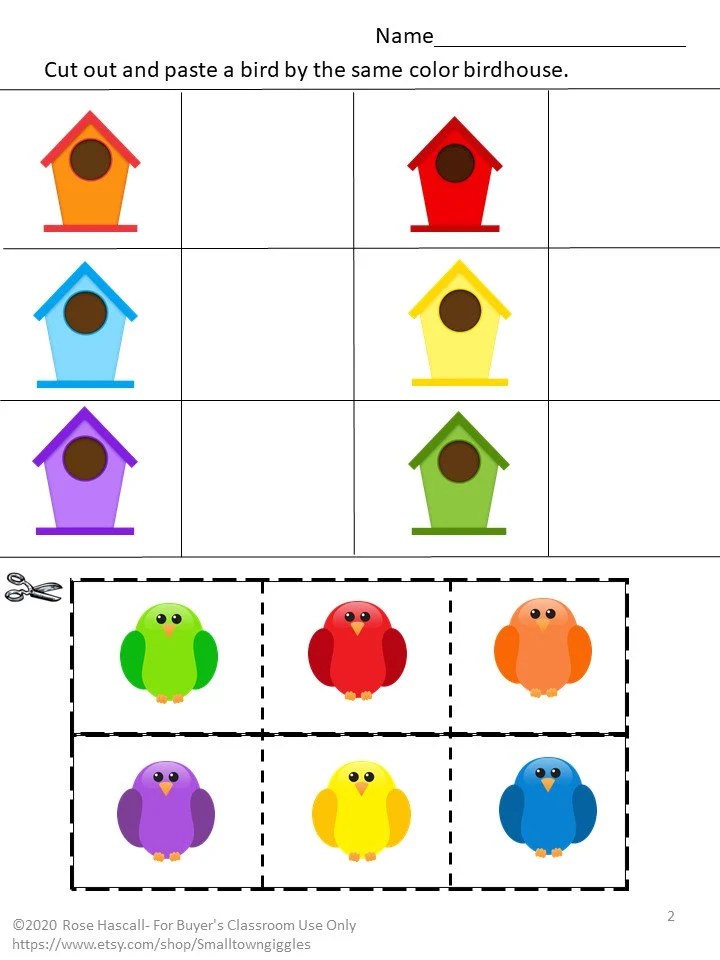 Cut Color And Glue Free Worksheets