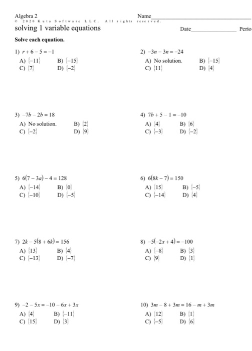 Algebra Worksheets Pdf Grade 8