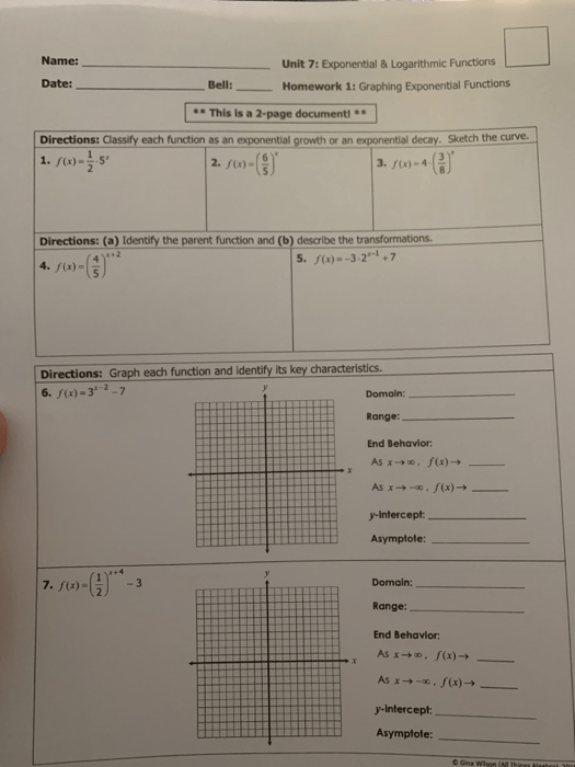Algebra 1 9.3 B Worksheet Exponential Growth And Decay Answer Key