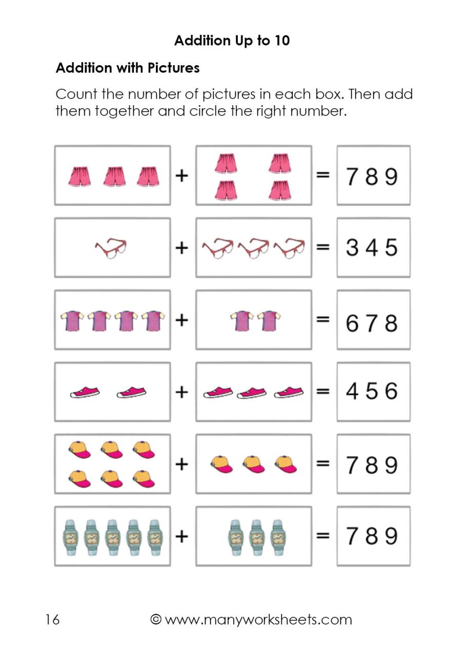 Kindergarten Addition Worksheets with Pictures 4