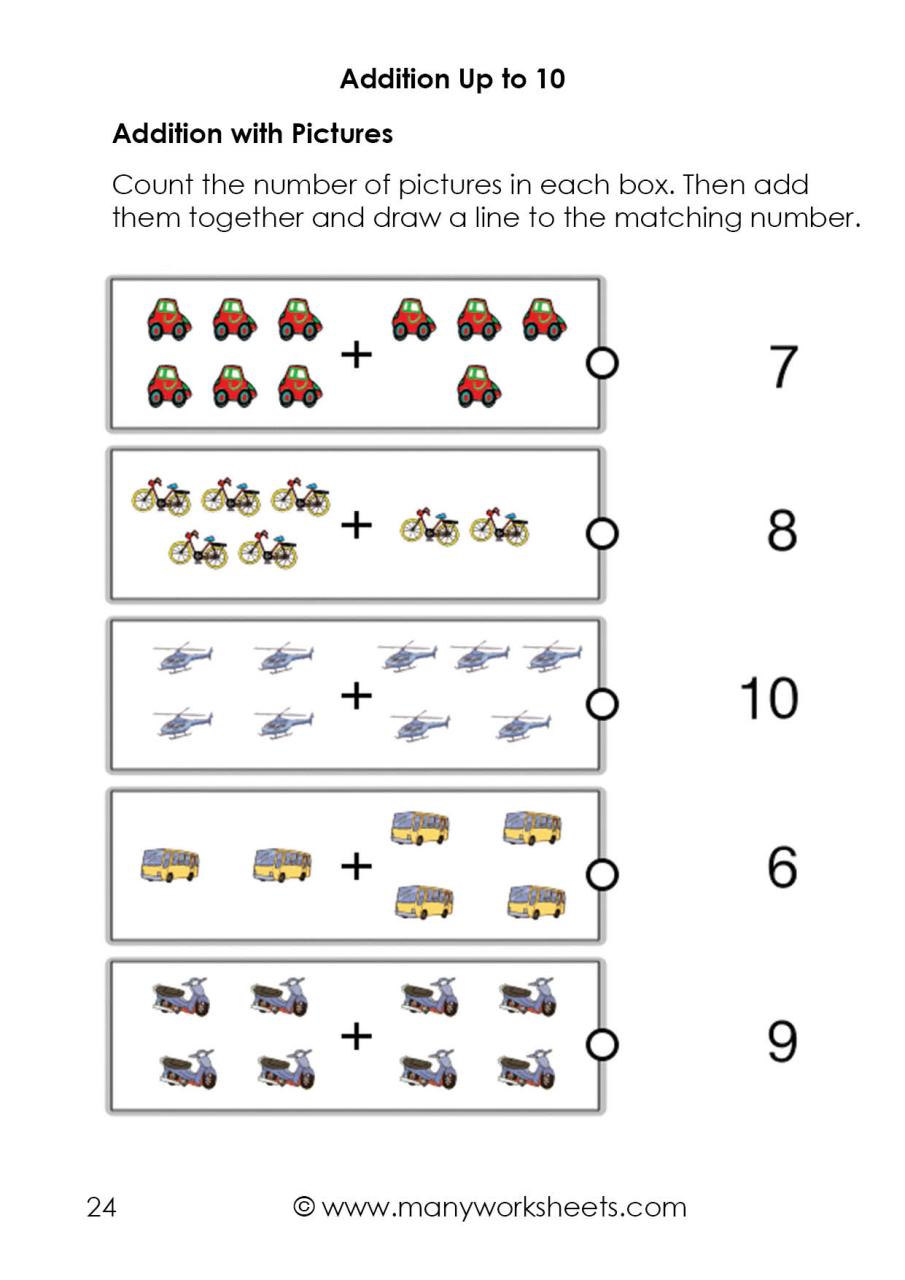 Kindergarten Addition Worksheets with Pictures 6