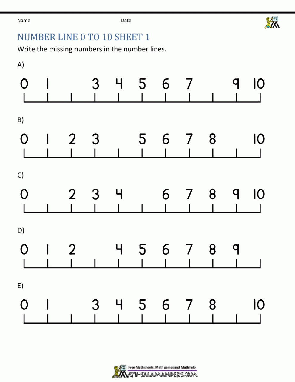Addition To 20 Worksheets With Number Line