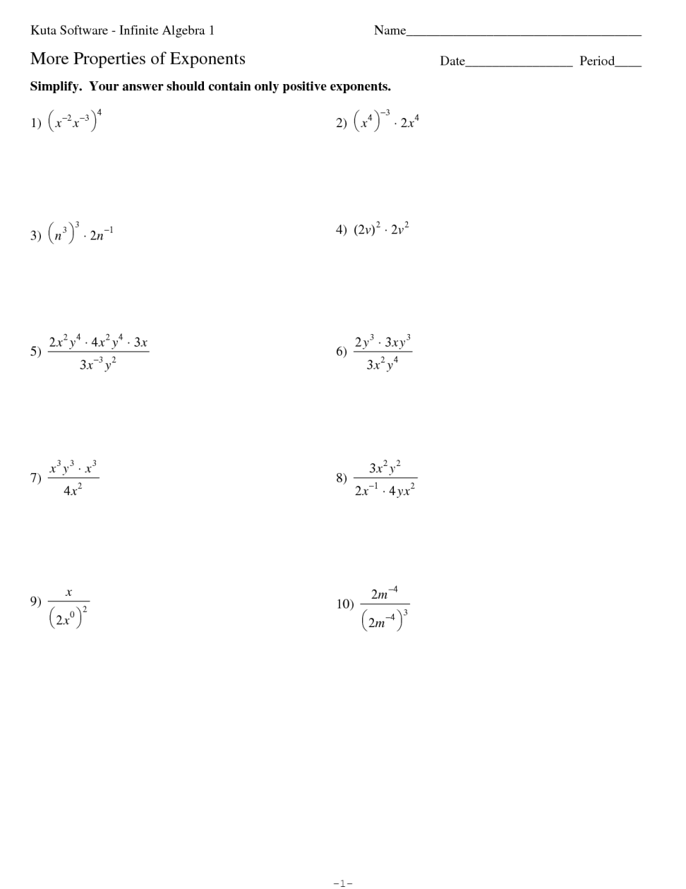 11 Best Images of Exponents Worksheets With Answer Key Negative