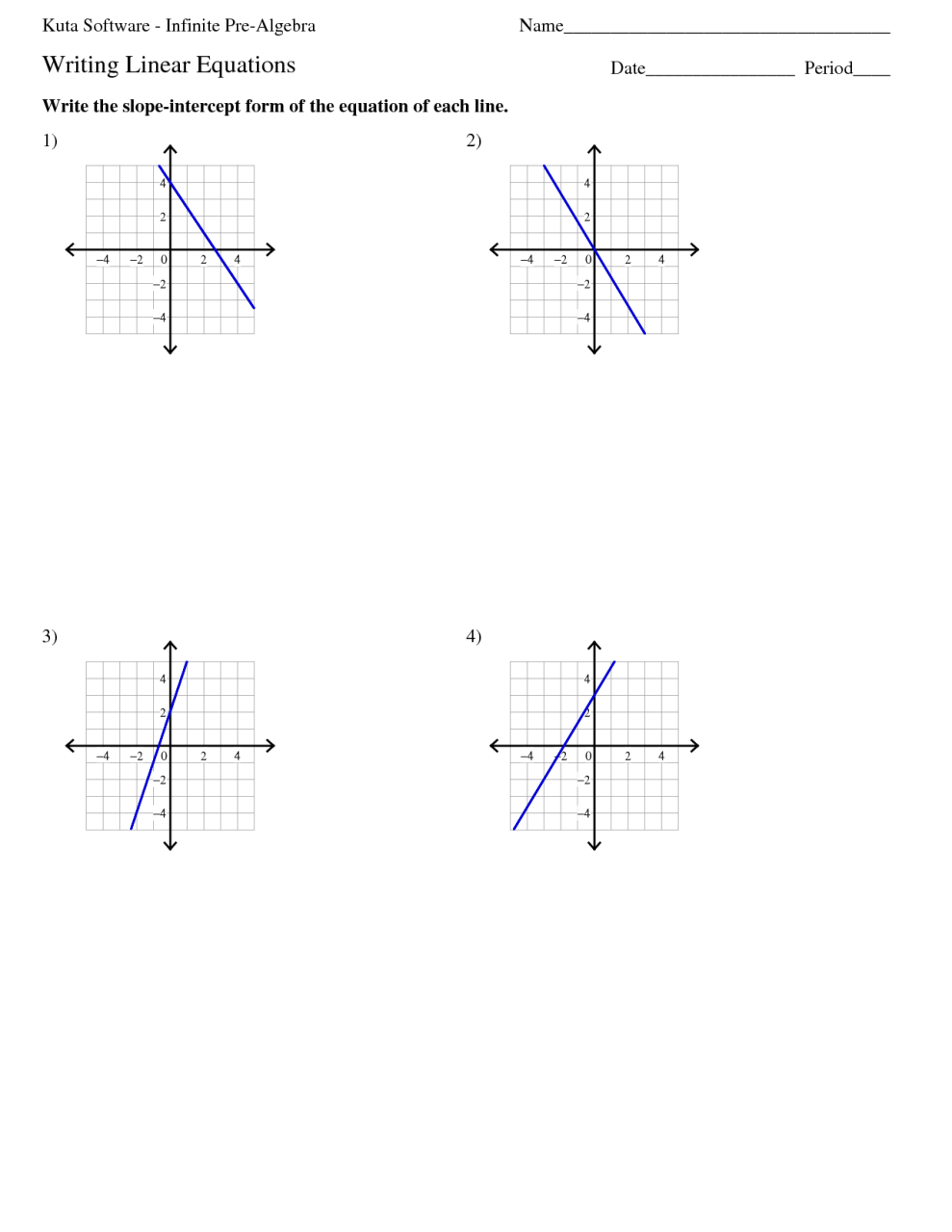 Algebra 1 Point Slope Form Worksheet Key writing equations in slope