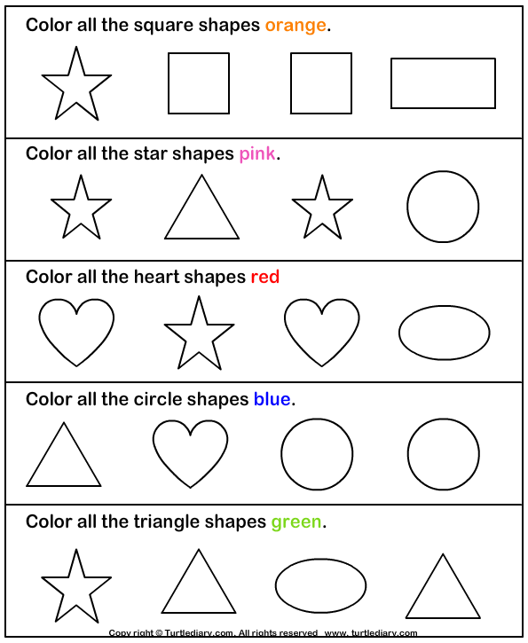 Worksheets Colors And Shapes