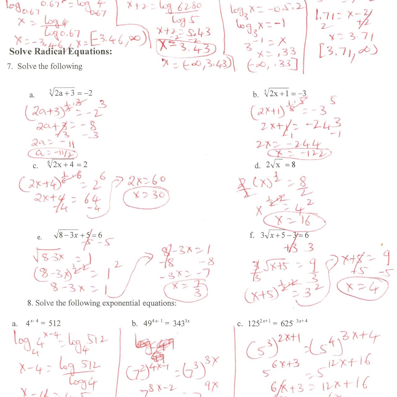 Algebra 2 6.2 Worksheet Answers