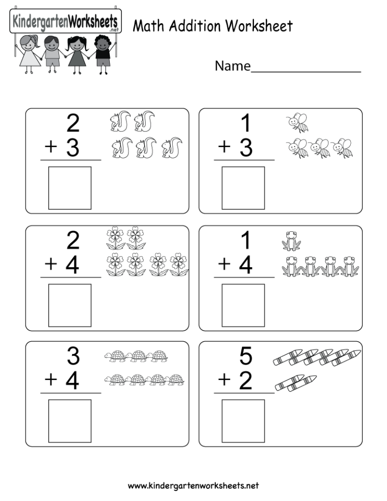 Kinder Math Worksheets Addition
