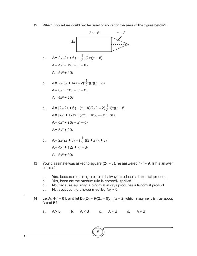 Algebra 7.6 Worksheet Answer Key