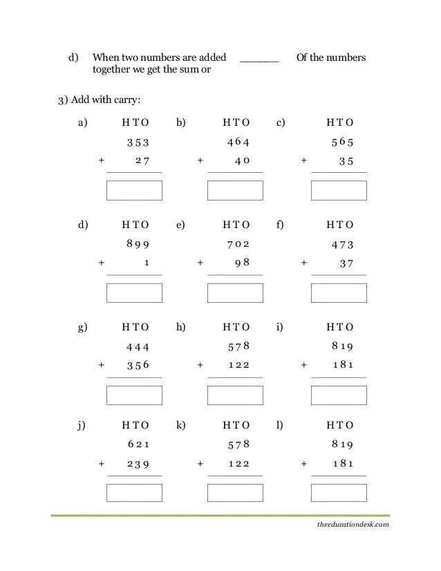 Addition And Subtraction Worksheets For Grade 3 Cbse