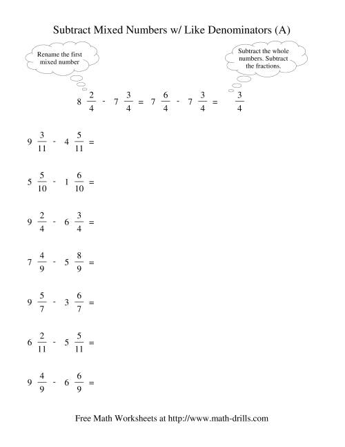Adding And Subtracting Mixed Numbers Word Problems Worksheets Pdf