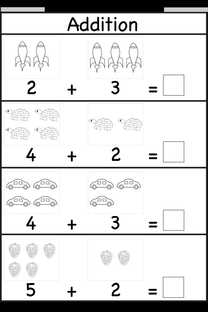 Kindergarten Addition Worksheets With Pictures