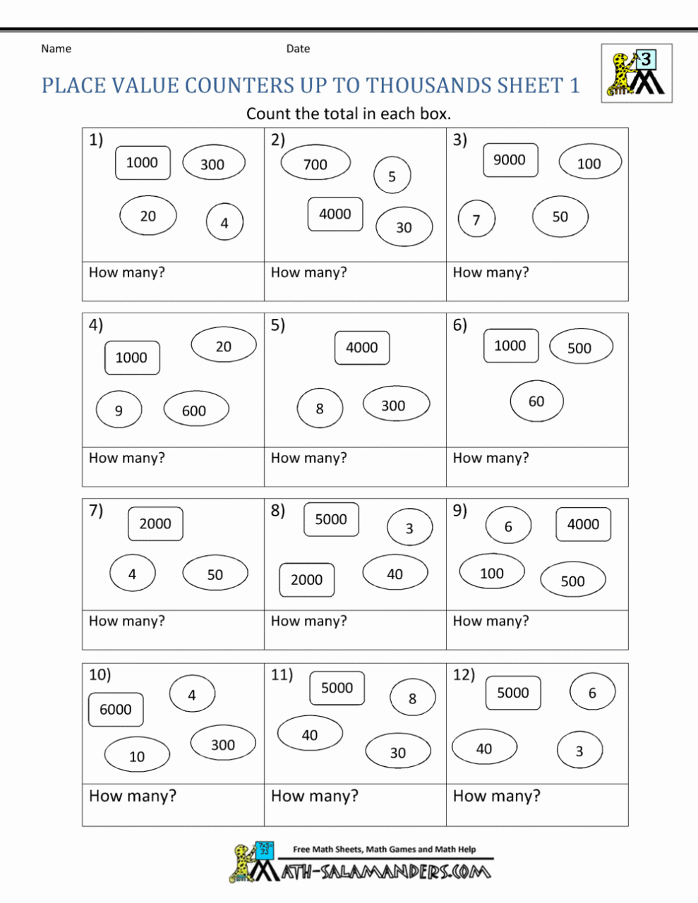 Math Worksheets For 3Rd Grade Place Value