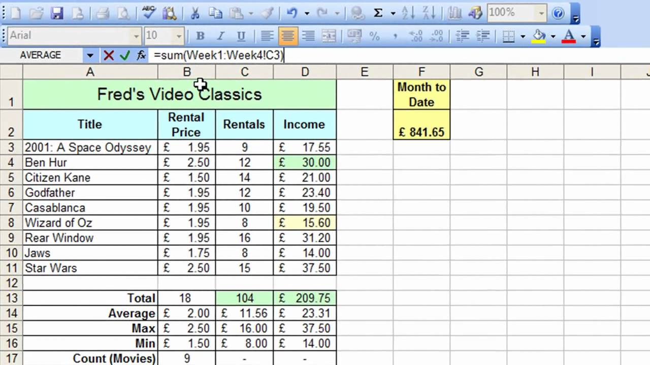 Worksheet Excel Examples