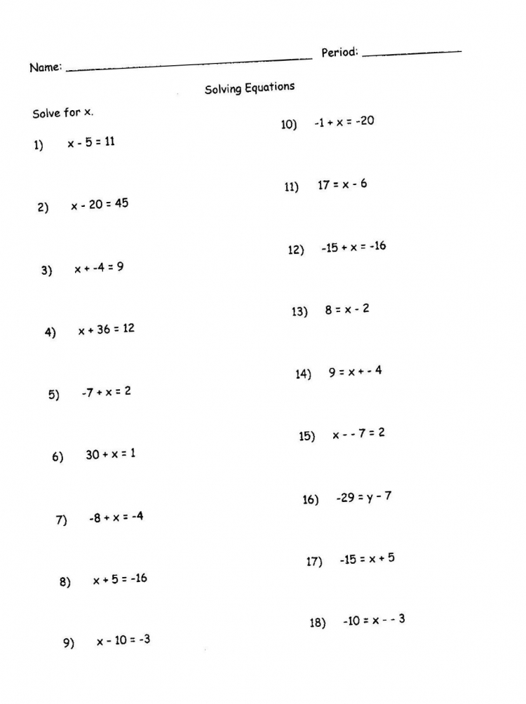8Th Grade Pre Algebra Worksheets Pdf