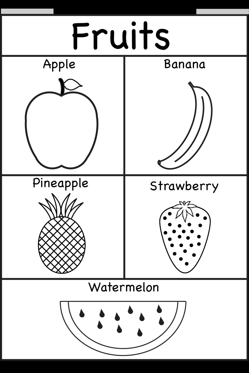 Fruits Coloring and Tracing 4 Preschool Worksheets / FREE Printable