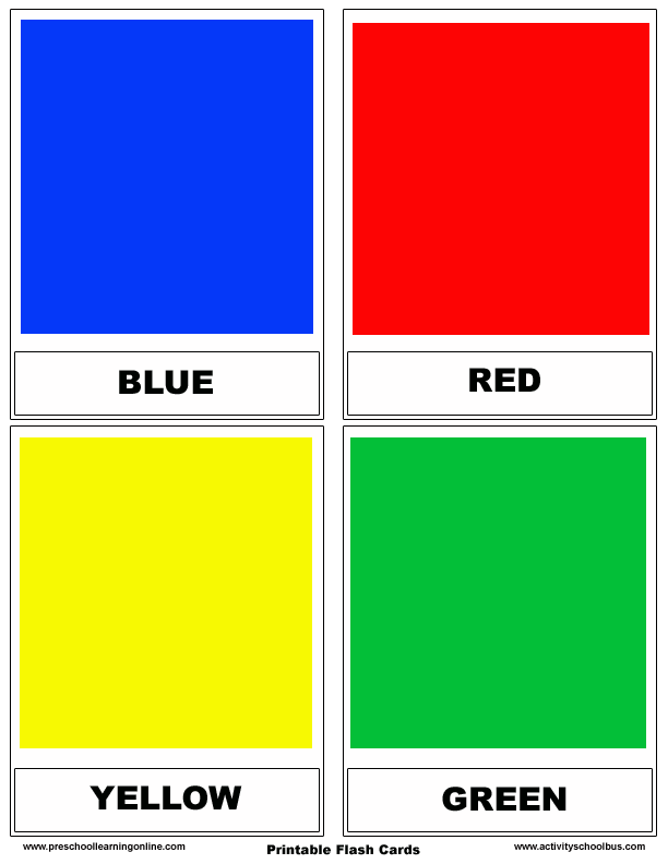 Learning Colors Printable Flashcards