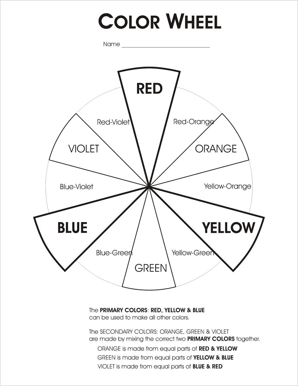 Color Wheel Worksheet For Grade 2