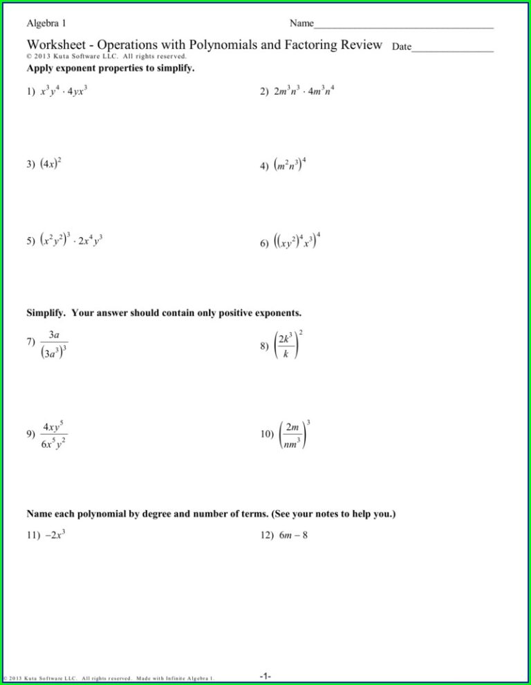 Quadratic Equation Worksheet Kuta