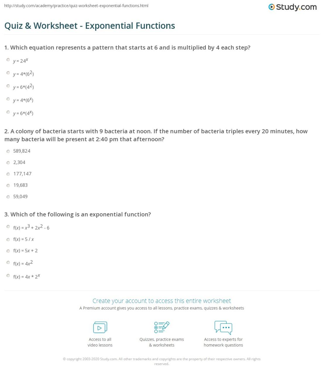 Worksheet A Exponential Functions Nidecmege