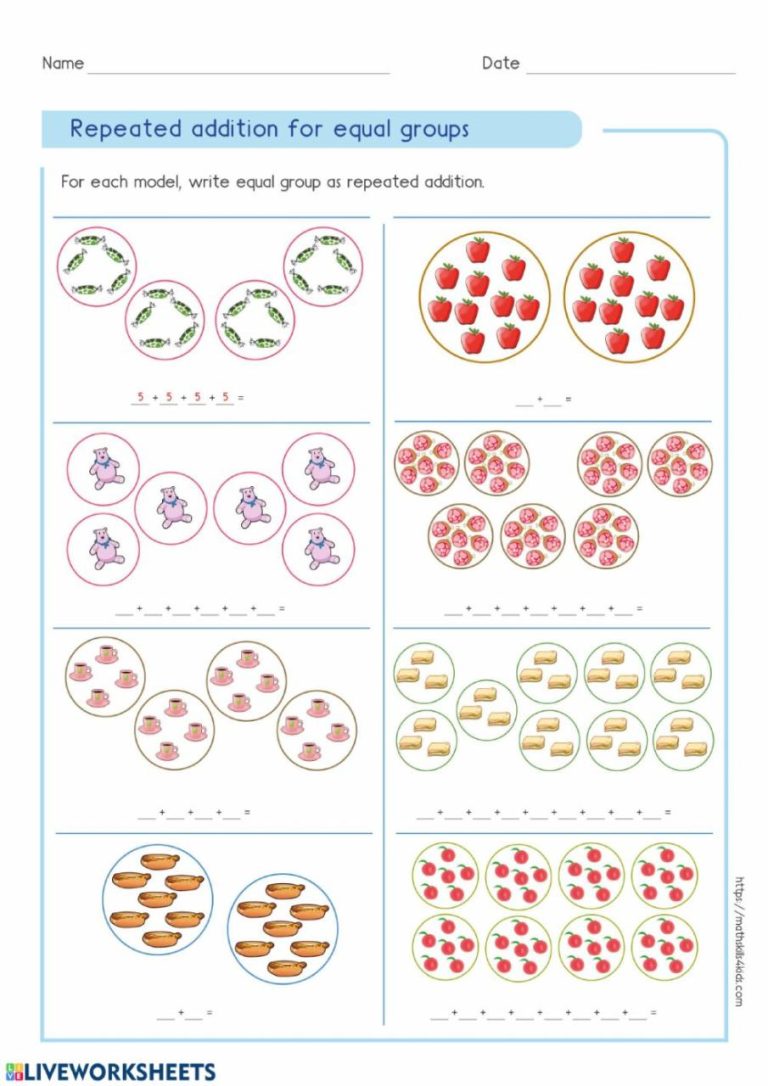 Repeated Addition Multiplication Worksheets Pdf