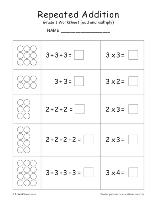 Repeated Addition To Multiply Worksheet