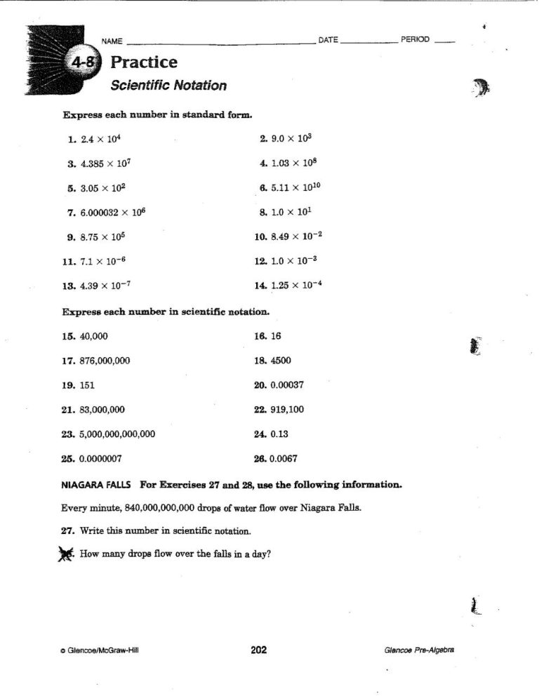 Scientific Notation Addition And Subtraction Worksheet Pdf