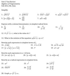 30 Simplifying Radicals Worksheet Algebra 1 Education Template