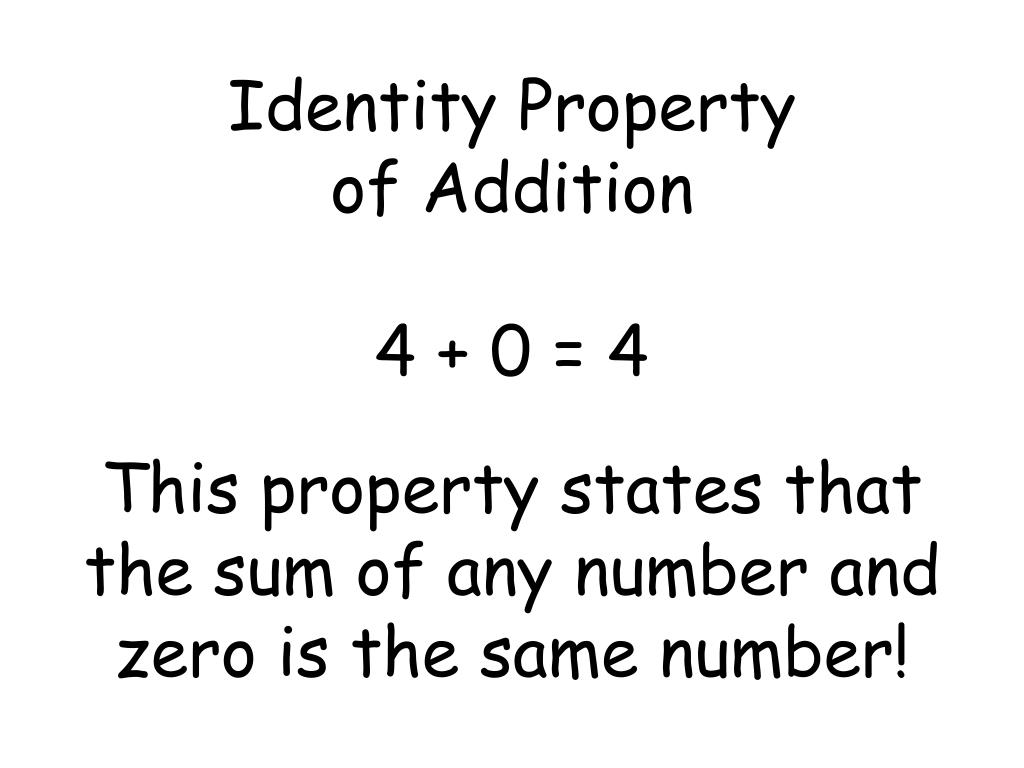 Addition Property Of Zero Examples