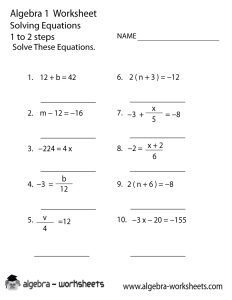 algebra worksheet NEW 514 ALGEBRA WORKSHEETS EQUATIONS