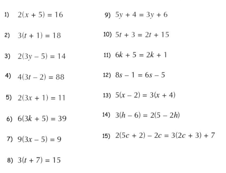 Equations With Variables On Both Sides Worksheet Free