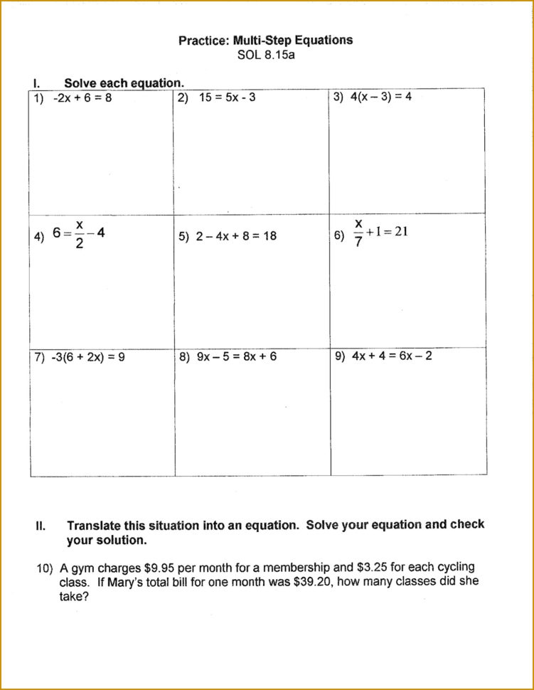 Solving Two Step Equations Worksheet Answer Key Pdf